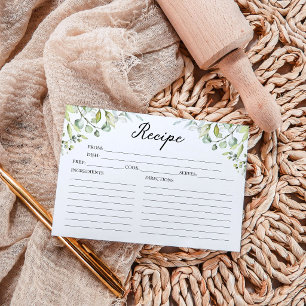 Eucalyptus Greenery Bridal Shower Recipe Cards