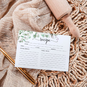 Eucalyptus Greenery Bridal Shower Recipe Cards