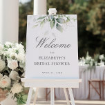 Eucalyptus Greenery Bridal Shower Welcome Sign<br><div class="desc">Beautiful bridal shower welcome sign featuring watercolor eucalyptus and gold leaves.</div>