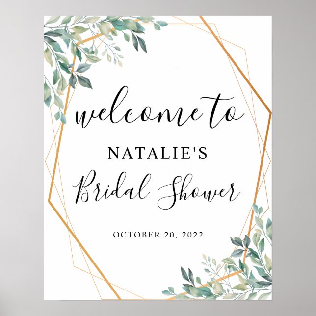Eucalyptus Greenery Bridal Shower Welcome Sign (Front)