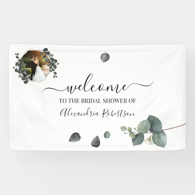 Eucalyptus Greenery Bridal Wedding Shower Welcome  Banner (Horizontal)