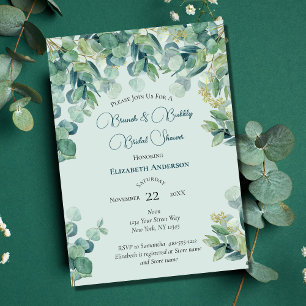 Eucalyptus Greenery Brunch Bubbly Bridal Shower Invitation