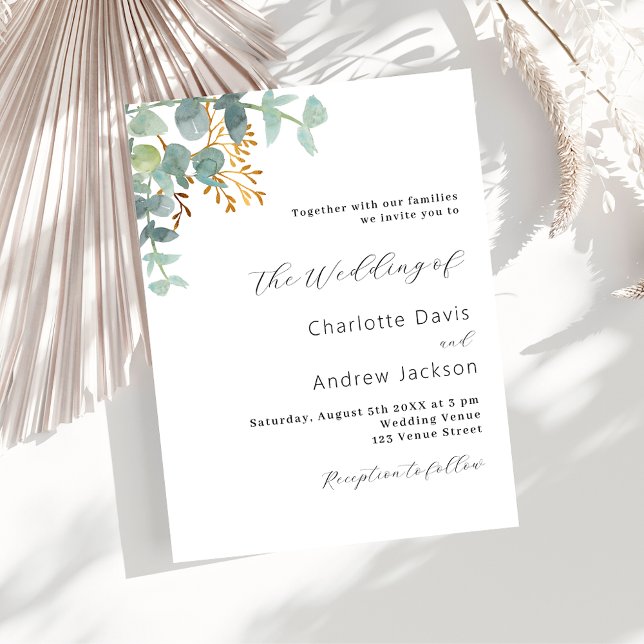 Eucalyptus greenery budget wedding invitation flyer (Creator Uploaded)