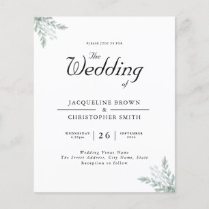 Eucalyptus Greenery Budget Wedding Invitation Flyer