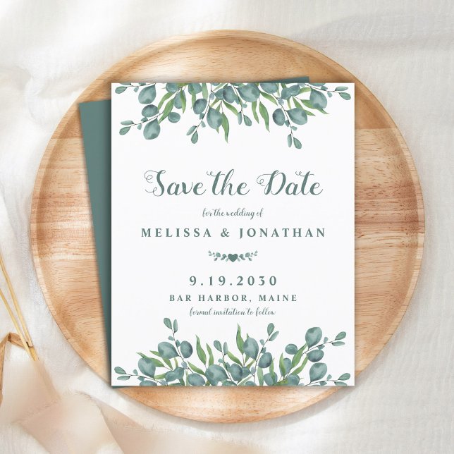 Eucalyptus Greenery Budget Wedding Save The Date (Creator Uploaded)