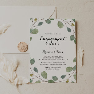 Eucalyptus Greenery Calligraphy Engagement Party Invitation