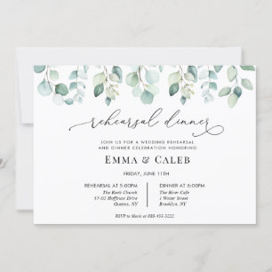 Eucalyptus Greenery Calligraphy Rehearsal Dinner Invitation