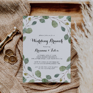 Eucalyptus Greenery Calligraphy Wedding Brunch Invitation