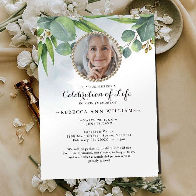 Eucalyptus Greenery Celebration of Life Invitation (Creator Uploaded)