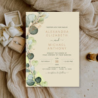 Eucalyptus Greenery Champagne Beige Gold Wedding