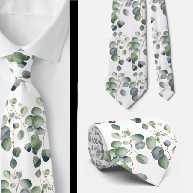 Eucalyptus Greenery Classic Formal Floral Neck Tie (Creator Uploaded)