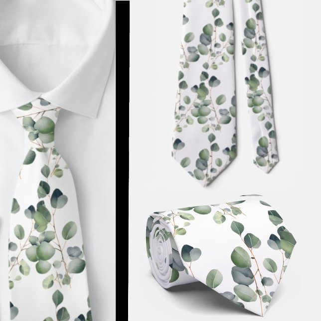Eucalyptus Greenery Classic Formal Floral Neck Tie (Creator Uploaded)