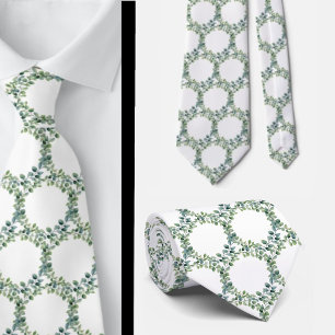 Eucalyptus Greenery Classic Formal Floral Neck Tie