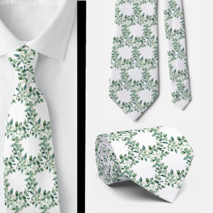 Eucalyptus Greenery Classic Formal Floral Neck Tie