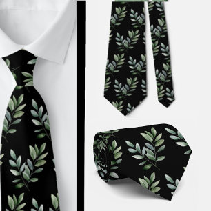 Eucalyptus Greenery Classic Formal Floral Neck Tie