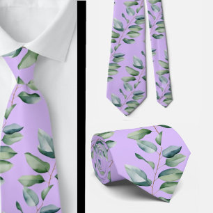 Eucalyptus Greenery Classic Formal Floral Neck Tie