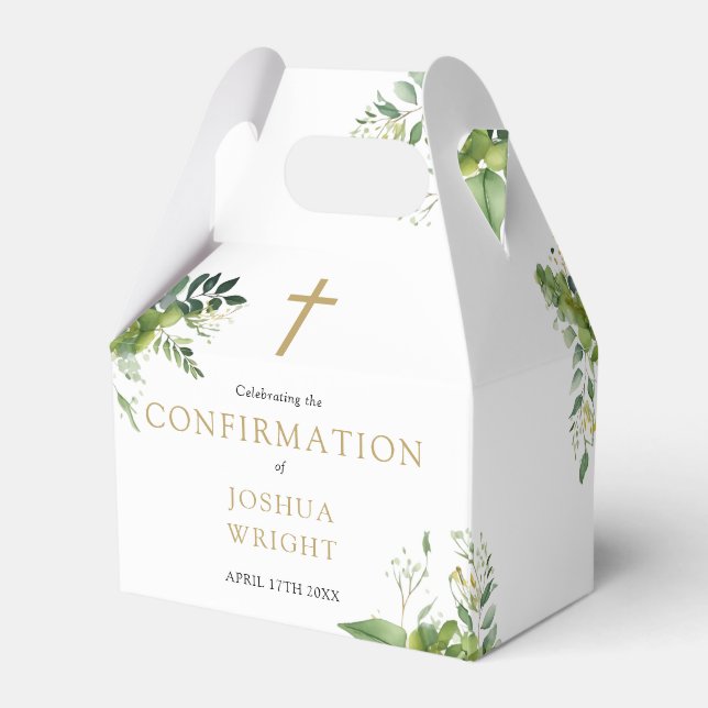 Eucalyptus Greenery Confirmation Favour Box (Back Side)
