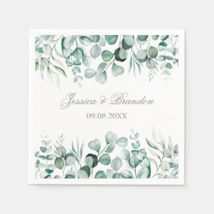 Eucalyptus Greenery Custom Boho Rustic Wedding Napkin