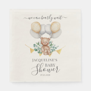 Eucalyptus Greenery Cute Bear Baby Shower Paper Napkin