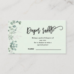 Eucalyptus Greenery Diaper Raffle Baby Shower Enclosure Card