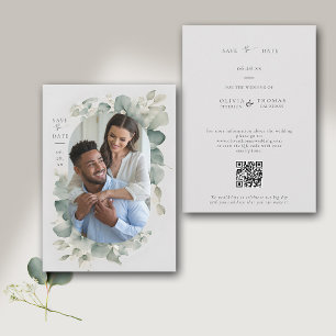 Eucalyptus Greenery Dreamy Modern Photo Wedding Save The Date