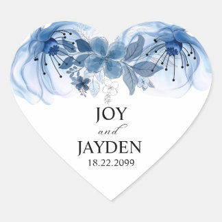  Eucalyptus Greenery Dusty Blue Heart Sticker