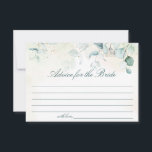 Eucalyptus Greenery Elegant Bridal Shower Advice Card<br><div class="desc">Bridal Shower Advice Card featuring watercolor painted eucalyptus greenery and lines for guests to write their advice.  This simple,  rustic style advice card is great for a botanical themed celebration in the summer.</div>