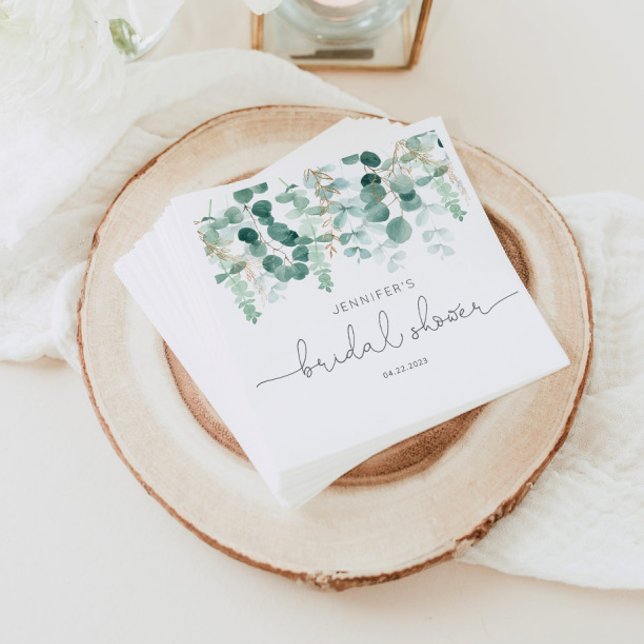 Eucalyptus greenery elegant bridal shower napkins (Creator Uploaded)