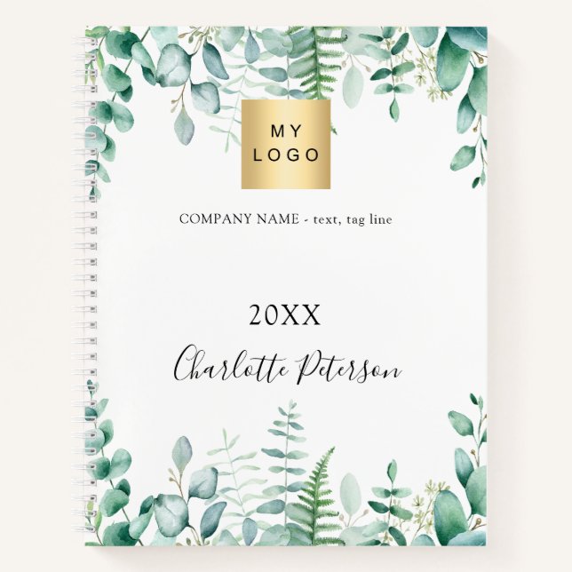 Eucalyptus greenery elegant business logo notebook (Front)