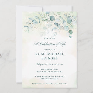 Eucalyptus Greenery Elegant Celebration of Life Invitation
