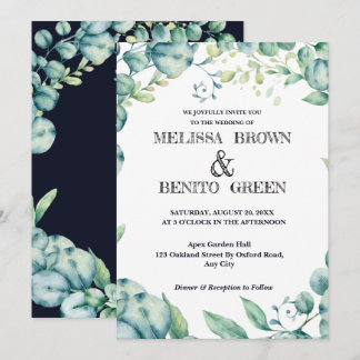 Eucalyptus Greenery Elegant Floral Wedding Invitation