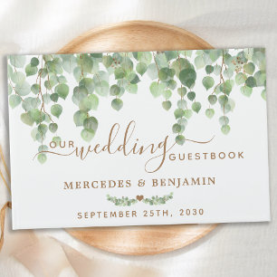 Eucalyptus Greenery Elegant Gold Wedding Guest Book