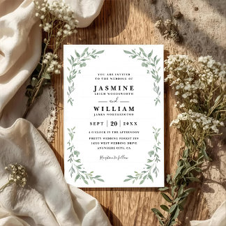 Eucalyptus Greenery Elegant Modern QR Code Wedding Invitation