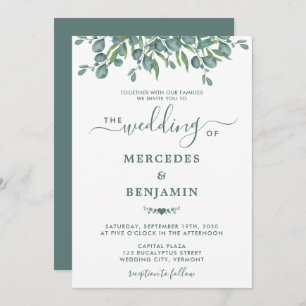 Eucalyptus Greenery Elegant Sage Wedding Invitation