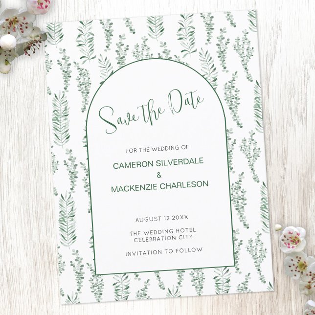 Eucalyptus Greenery Elegant Save the Date Wedding Postcard (Creator Uploaded)