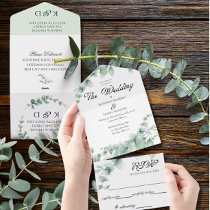 Eucalyptus Greenery Elegant Wedding All In One Invitation