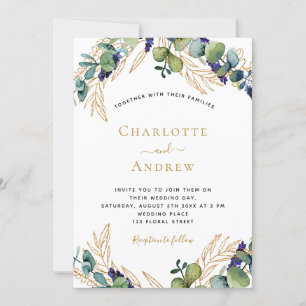 Eucalyptus greenery elegant wedding invitation