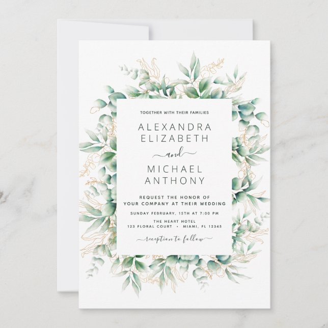Eucalyptus Greenery Elegant Wedding Invitation (Front)