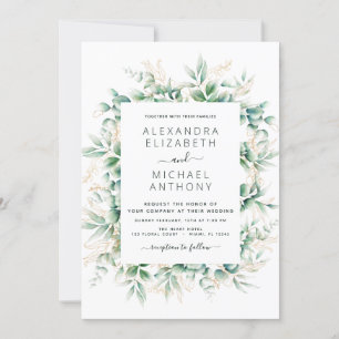 Eucalyptus Greenery Elegant Wedding Invitation