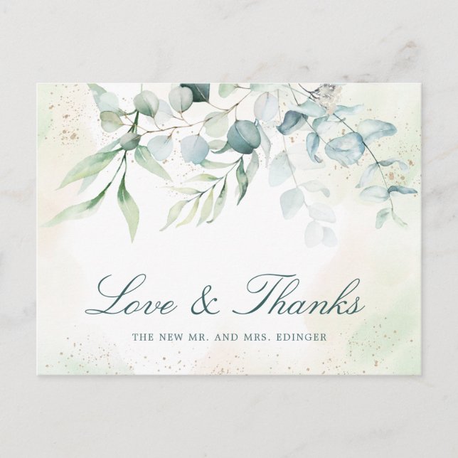 Eucalyptus Greenery Elegant Wedding Postcard (Front)