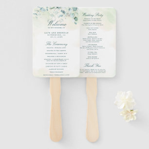 Eucalyptus Greenery Elegant Wedding Program Hand Fan