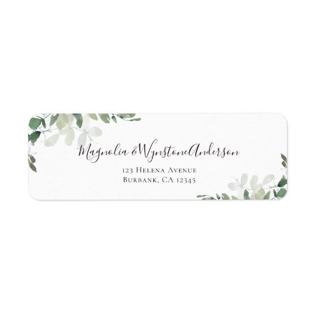 Eucalyptus Greenery Elegant Wedding Return Address Label (Front)