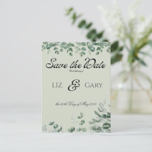 Eucalyptus Greenery Elegant Wedding Save the Date Postcard