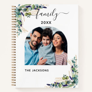 Eucalyptus greenery family photo name notebook