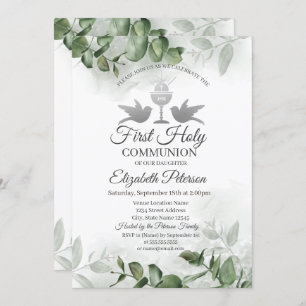 Eucalyptus Greenery First Holy Communion Invitation