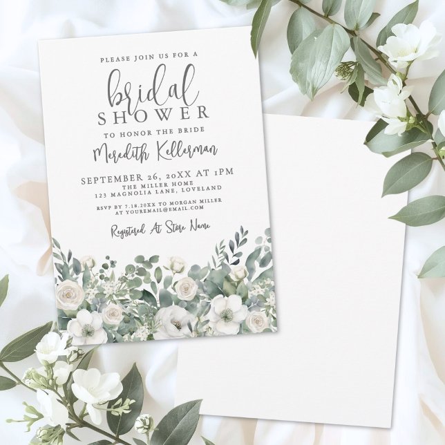 Eucalyptus Greenery Floral Bridal Shower Invitation (Eucalyptus Greenery Floral Bridal Shower Invitation)