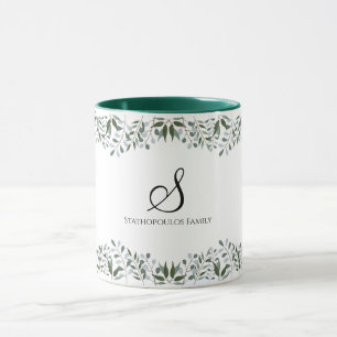 Eucalyptus Greenery Floral Family Name Mug