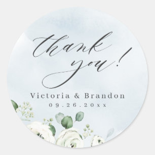 Eucalyptus Greenery floral rustic thank you Classic Round Sticker