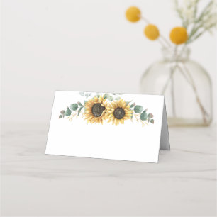 Eucalyptus Greenery Floral Sunflower Wedding Place Card