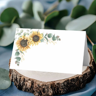 Eucalyptus Greenery Floral Sunflower Wedding Place Card